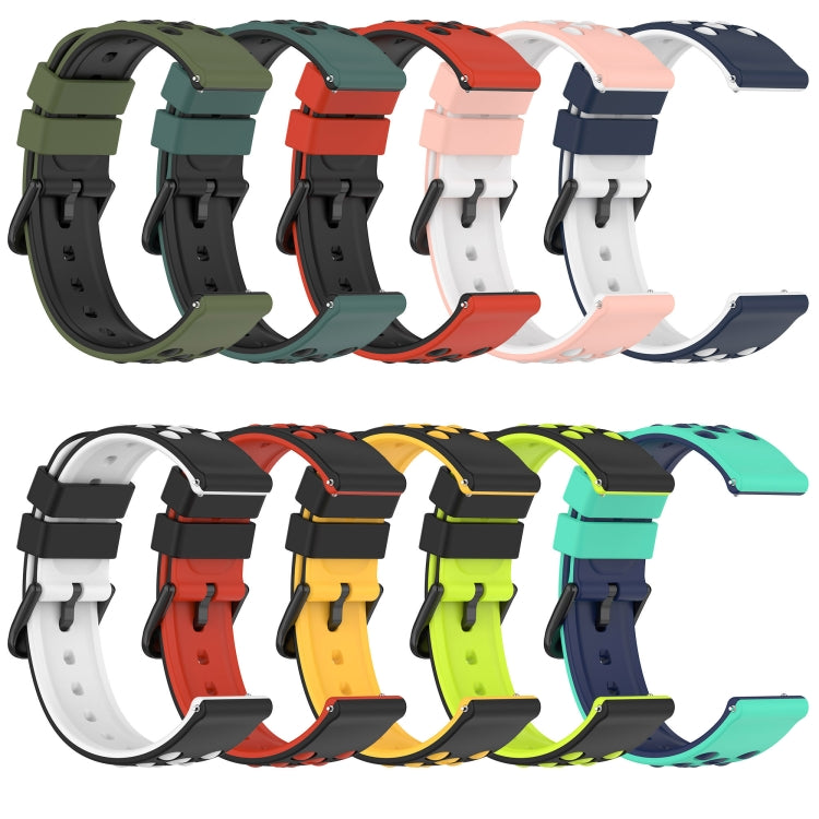 For Huawei GT2 46mm 22mm Two-Color Porous Silicone Watch Band(Black+Lime Green) by buy2fix