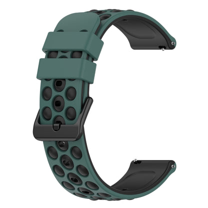For Honor Watch GS 3 22mm Two-Color Porous Silicone Watch Band(Olive Green+Black) by buy2fix