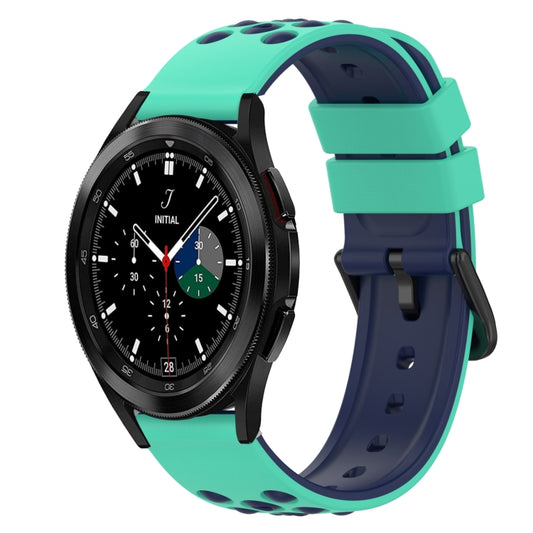 For Samsung  Galaxy Watch4 Classic 46mm 20mm Two-Color Silicone Watch Band(Army Green + Black) - Watch Bands by buy2fix | Online Shopping UK | buy2fix