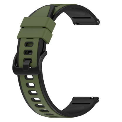 For Samsung  Galaxy Watch4 Classic 46mm 20mm Two-Color Silicone Watch Band(Army Green + Black) - Watch Bands by buy2fix | Online Shopping UK | buy2fix