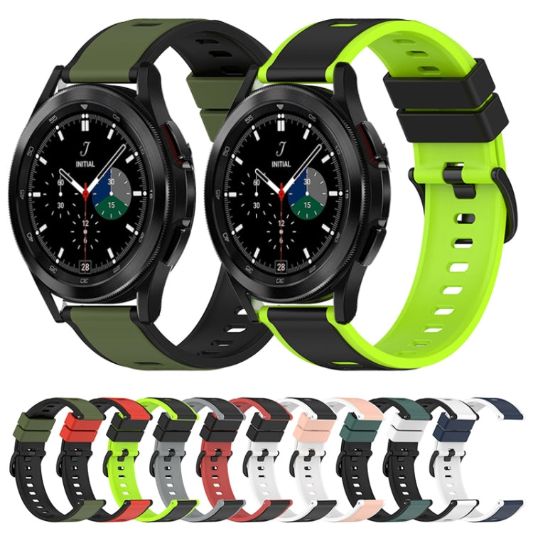 For Samsung  Galaxy Watch4 Classic 46mm 20mm Two-Color Silicone Watch Band(Black+Grey) - Watch Bands by buy2fix | Online Shopping UK | buy2fix