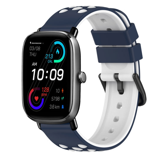 For Amazfit GTS 2 Mini 20mm Two-Color Silicone Watch Band(Midnight Blue + White) - Watch Bands by buy2fix | Online Shopping UK | buy2fix