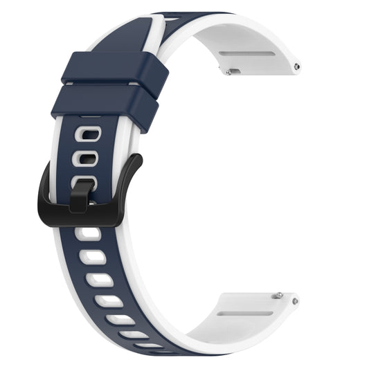 For Amazfit GTS 2 Mini 20mm Two-Color Silicone Watch Band(Midnight Blue + White) - Watch Bands by buy2fix | Online Shopping UK | buy2fix