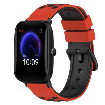 For Amazfit Pop Pro 20mm Two-Color Silicone Watch Band(Black+Lime Green) - Watch Bands by buy2fix | Online Shopping UK | buy2fix