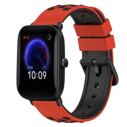 For Amazfit Pop Pro 20mm Two-Color Silicone Watch Band(Black+Lime Green) - Watch Bands by buy2fix | Online Shopping UK | buy2fix