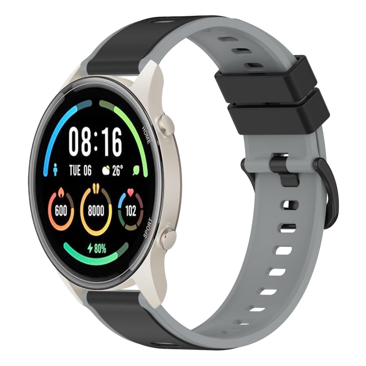 For Xiaomi MI Watch Sport 22mm Two-Color Silicone Watch Band(Black+Grey) - Watch Bands by buy2fix | Online Shopping UK | buy2fix