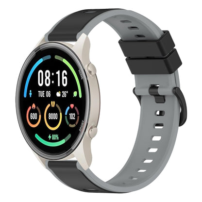 For Xiaomi MI Watch Sport 22mm Two-Color Silicone Watch Band(Black+Grey) - Watch Bands by buy2fix | Online Shopping UK | buy2fix