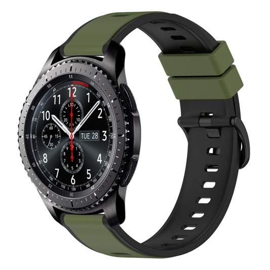 For Samsung Gear S3 Frontier 22mm Two-Color Silicone Watch Band(Army Green + Black) - Watch Bands by buy2fix | Online Shopping UK | buy2fix