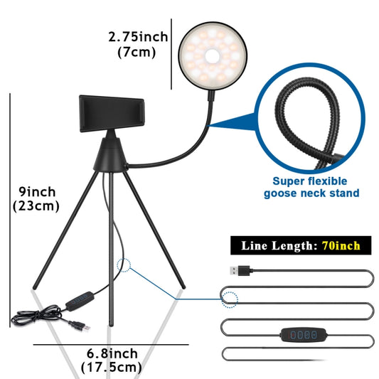 NS-08 LED Dimmable Ring Lamp with Phone Tripod Stand Holder - Ring Light by buy2fix | Online Shopping UK | buy2fix