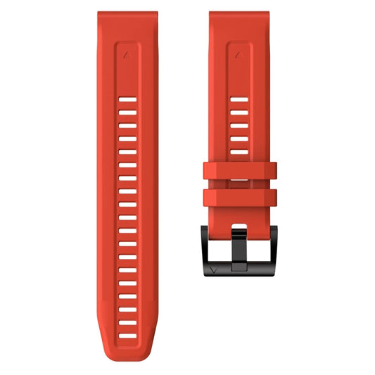 For Garmin Fenix 7 Solar Metal Buckle Solid Color Silicone Watch Band(Red) - Watch Bands by buy2fix | Online Shopping UK | buy2fix