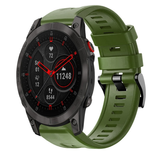 For Garmin EPIX Gen 2 Metal Buckle Solid Color Silicone Watch Band(Army Green) - Watch Bands by buy2fix | Online Shopping UK | buy2fix