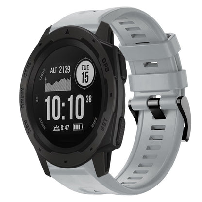 For  Garmin Instinct Metal Buckle Solid Color Silicone Watch Band(Grey) - Watch Bands by buy2fix | Online Shopping UK | buy2fix