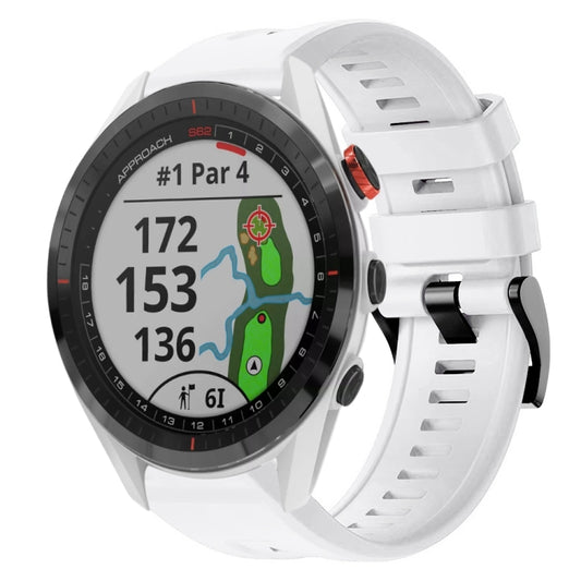 For Garmin Approach S62 Metal Buckle Solid Color Silicone Watch Band(White) - Watch Bands by buy2fix | Online Shopping UK | buy2fix