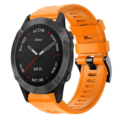 For Garmin Fenix 6 Sapphire GPS Metal Buckle Solid Color Silicone Watch Band(Orange) - Watch Bands by buy2fix | Online Shopping UK | buy2fix