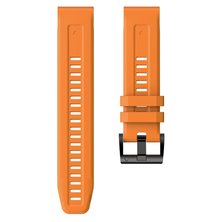 For Garmin Fenix 6 Sapphire GPS Metal Buckle Solid Color Silicone Watch Band(Orange) - Watch Bands by buy2fix | Online Shopping UK | buy2fix