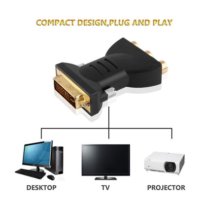 Gold Plated DVI-I 24+5 Male to 3 RCA Gold-plated Video Audio AV Component Converter by buy2fix