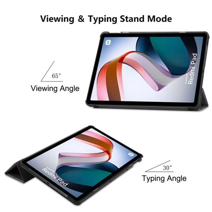 For Xiaomi Redmi Pad 10.61 inch ENKAY Tri-fold Custer Texture Leather Stand Smart Case(Black) - More Tablet Cases by ENKAY | Online Shopping UK | buy2fix