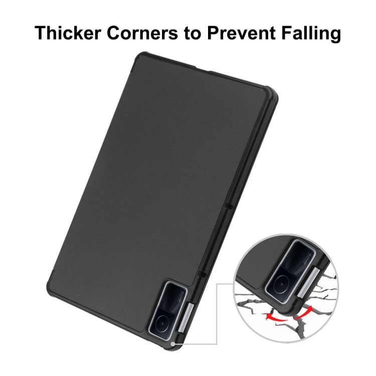 For Xiaomi Redmi Pad 10.61 inch ENKAY Tri-fold Custer Texture Leather Stand Smart Case(Black) - More Tablet Cases by ENKAY | Online Shopping UK | buy2fix