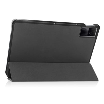 For Xiaomi Redmi Pad 10.61 inch ENKAY Tri-fold Custer Texture Leather Stand Smart Case(Black) - More Tablet Cases by ENKAY | Online Shopping UK | buy2fix