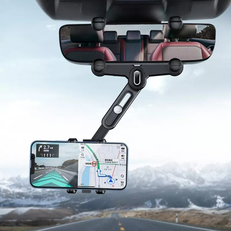 H03 Car Rearview Mirror Mobile Phone Holder 360 Rotation Foldable - Universal Car Holders by buy2fix | Online Shopping UK | buy2fix