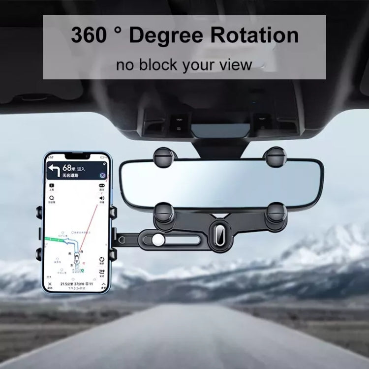 H03 Car Rearview Mirror Mobile Phone Holder 360 Rotation Foldable - Universal Car Holders by buy2fix | Online Shopping UK | buy2fix