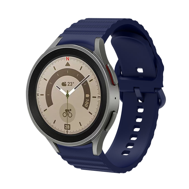 For Samsung Galaxy Watch 5 / 5 Pro Wave Dotted Pure Color Buckle Silicone Watch Band(Midnight Blue) - Watch Bands by buy2fix | Online Shopping UK | buy2fix