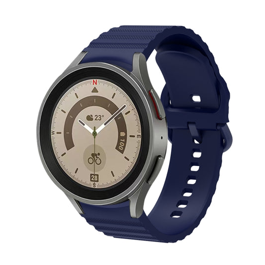 For Samsung Galaxy Watch 5 / 5 Pro Wave Dotted Pure Color Buckle Silicone Watch Band(Midnight Blue) - Watch Bands by buy2fix | Online Shopping UK | buy2fix