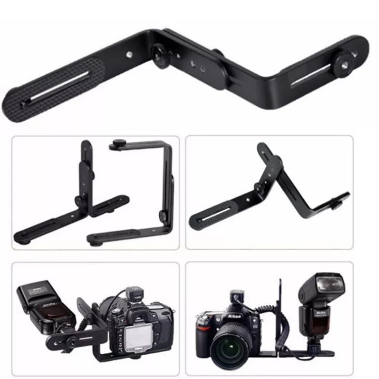 NST-6494 Aluminum Alloy 1/4 inch Hot Shoe Adapter Camera Double L shape Camera Flash Bracket by buy2fix