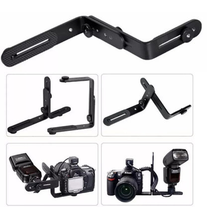 NST-6494 Aluminum Alloy 1/4 inch Hot Shoe Adapter Camera Double L shape Camera Flash Bracket by buy2fix