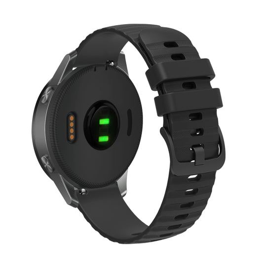 For Garmin Vivoactive 4S 18mm Wavy Dotted Solid-Color Silicone Watch Band(Black) - Watch Bands by buy2fix | Online Shopping UK | buy2fix