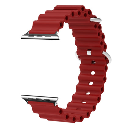 Ocean Silicone Metal Head Watch Band For Apple Watch Series 9&8&7 41mm / SE 3&SE 2&6&SE&5&4 40mm / 3&2&1 38mm(Wine Red) by buy2fix