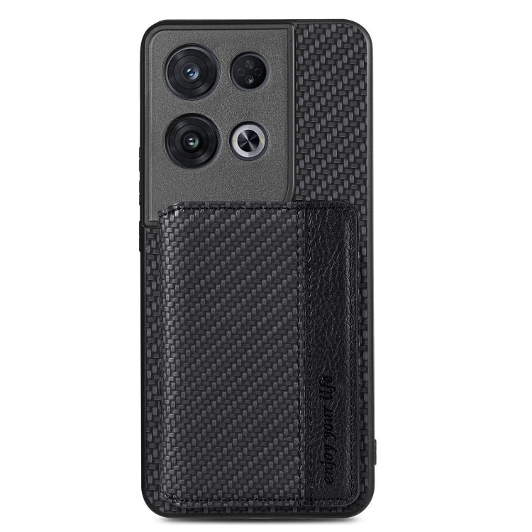 For OPPO Reno 8 Pro Carbon Fiber Magnetic Card Bag Phone Case(Black) by buy2fix