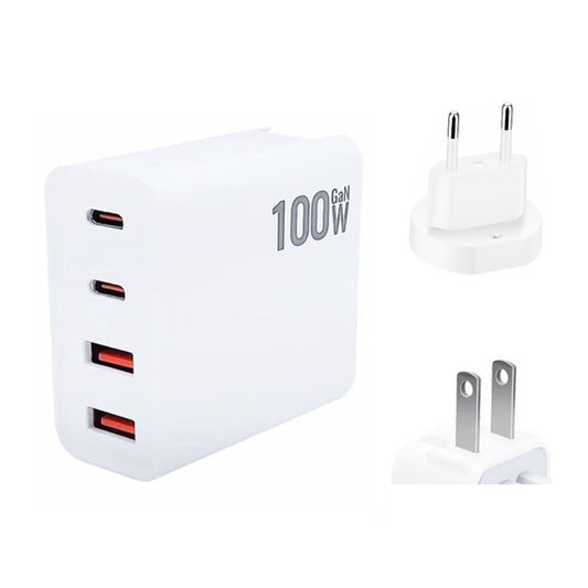 GaN 100W Dual USB-C/Type-C + Dual USB Multi Port Charger with  1.8m Type-C to MagSafe 2 / T Header Data Cable, Plug Size:US / EU Plug - Cable & Adapter by buy2fix | Online Shopping UK | buy2fix