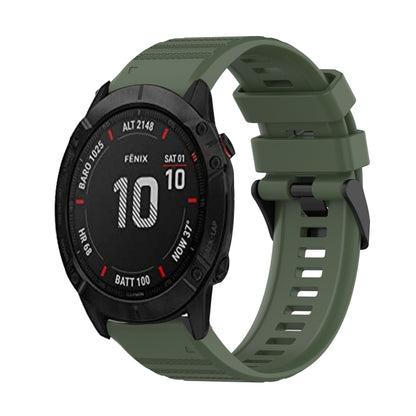 For Garmin Fenix 6X Sapphire 26mm Horizontal Texture Silicone Watch Band with Removal Tool(Army Green) - Watch Bands by buy2fix | Online Shopping UK | buy2fix