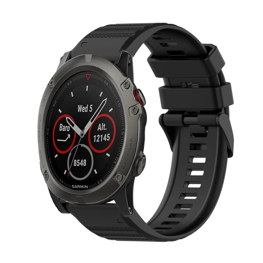 For Garmin Fenix 5X Sapphire 26mm Horizontal Texture Silicone Watch Band with Removal Tool(Black) - Watch Bands by buy2fix | Online Shopping UK | buy2fix
