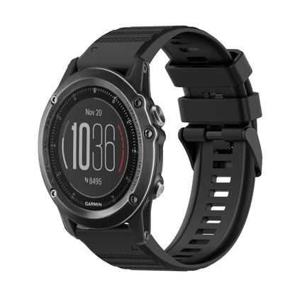 For Garmin Fenix 3 HR 26mm Horizontal Texture Silicone Watch Band with Removal Tool(Black) - Watch Bands by buy2fix | Online Shopping UK | buy2fix