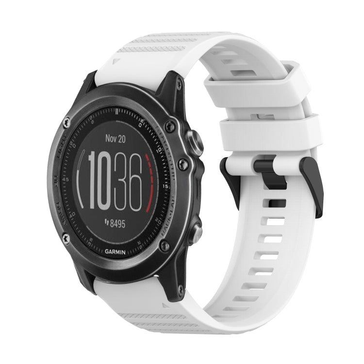 For Garmin Fenix 3 Sapphire 26mm Horizontal Texture Silicone Watch Band with Removal Tool(White) - Watch Bands by buy2fix | Online Shopping UK | buy2fix