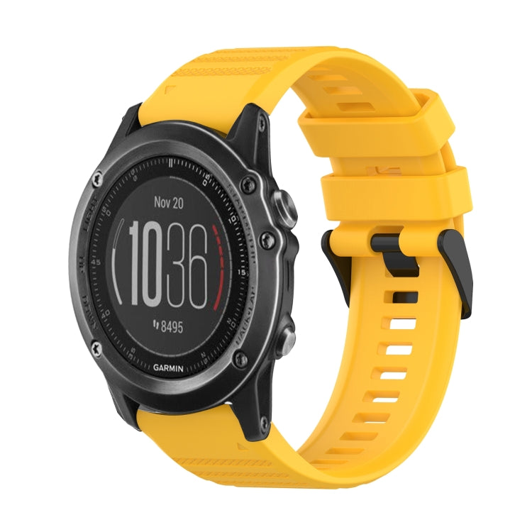 For Garmin Fenix 3 Sapphire 26mm Horizontal Texture Silicone Watch Band with Removal Tool(Yellow) - Watch Bands by buy2fix | Online Shopping UK | buy2fix