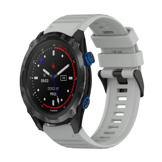 For Garmin Descent MK 2i 26mm Horizontal Texture Silicone Watch Band with Removal Tool(Grey) - Watch Bands by buy2fix | Online Shopping UK | buy2fix