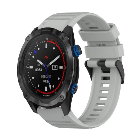 For Garmin Descent MK 2i 26mm Horizontal Texture Silicone Watch Band with Removal Tool(Grey)
