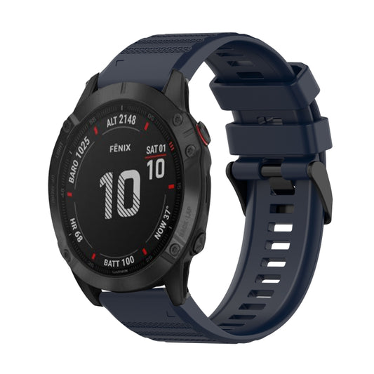 For Garmin Fenix 6 GPS 22mm Horizontal Texture Silicone Watch Band with Removal Tool(Navy Blue) - Watch Bands by buy2fix | Online Shopping UK | buy2fix