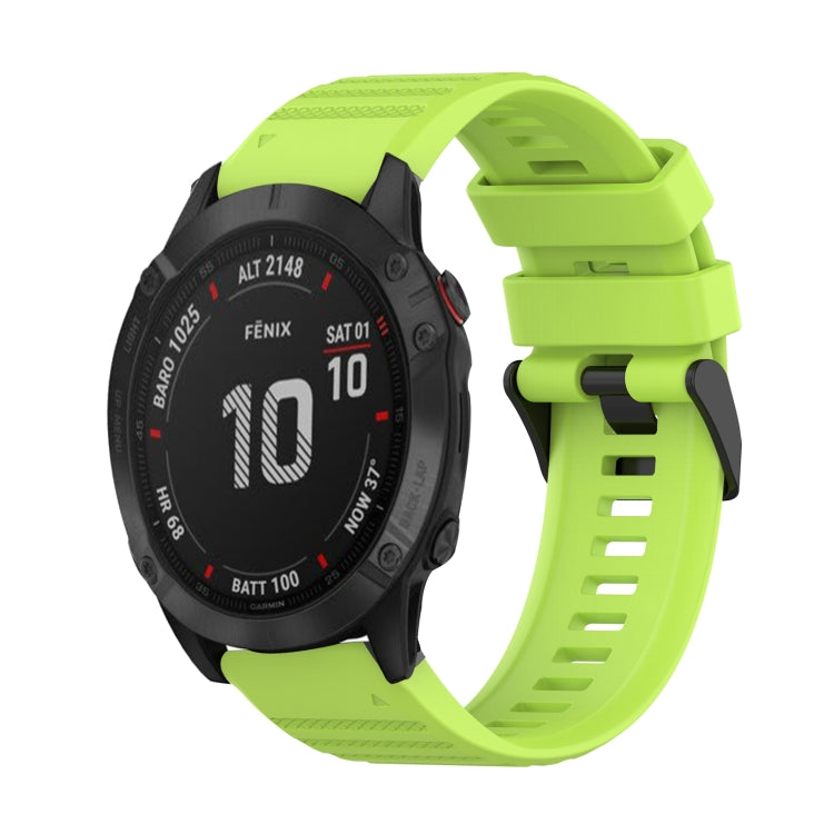 For Garmin Fenix 6 Sapphire GPS 22mm Horizontal Texture Silicone Watch Band with Removal Tool(Lime Green) - Watch Bands by buy2fix | Online Shopping UK | buy2fix