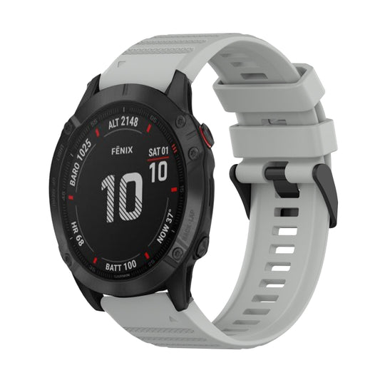 For Garmin Fenix 6 Sapphire GPS 22mm Horizontal Texture Silicone Watch Band with Removal Tool(Grey) - Watch Bands by buy2fix | Online Shopping UK | buy2fix
