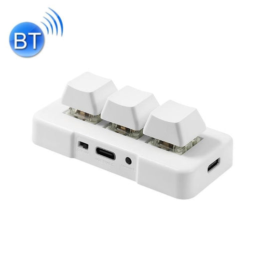 MK321BT Bluetooth 5.1 3 Keys Custom Keys Game Office PS Clip Macro Programming Keypad(White) by buy2fix
