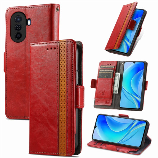 For Huawei  Nova Y70 CaseNeo Splicing Dual Magnetic Buckle Leather Phone Case(Red) - Huawei Cases by buy2fix | Online Shopping UK | buy2fix