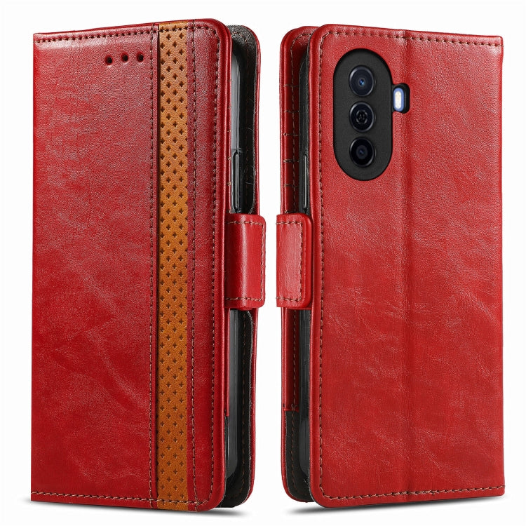 For Huawei  Nova Y70 CaseNeo Splicing Dual Magnetic Buckle Leather Phone Case(Red) - Huawei Cases by buy2fix | Online Shopping UK | buy2fix