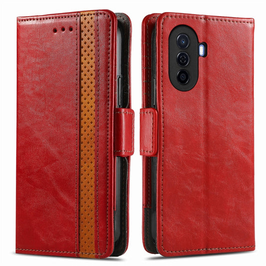 For Huawei  Nova Y70 CaseNeo Splicing Dual Magnetic Buckle Leather Phone Case(Red) - Huawei Cases by buy2fix | Online Shopping UK | buy2fix