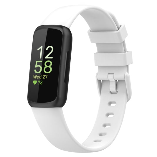 For Fitbit Inspire 3 Solid Color Silicone Watch Band, Size:L(White) - Watch Bands by buy2fix | Online Shopping UK | buy2fix