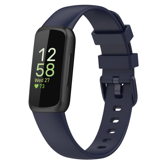 For Fitbit Inspire 3 Solid Color Silicone Watch Band, Size:L(Dark Blue) - Watch Bands by buy2fix | Online Shopping UK | buy2fix