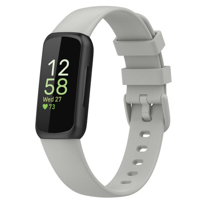 For Fitbit Inspire 3 Solid Color Silicone Watch Band, Size:L(Rock Gray) - Watch Bands by buy2fix | Online Shopping UK | buy2fix
